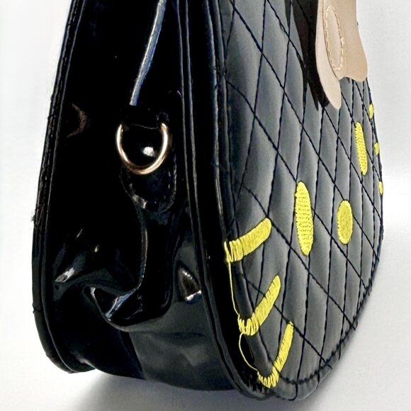 Glam Gold Black Embroidered Vinyl Hello Kitty Sanrio Crossbody Bag Purse Handbag - Picture 4 of 7